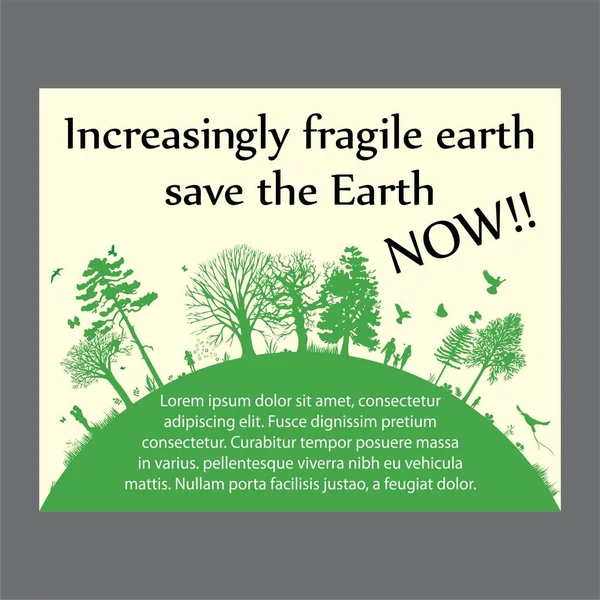 Salvar o pôster da Terra — Vetor de Stock