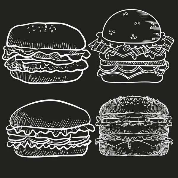 Hamburguesa mano dibujar — Vector de stock