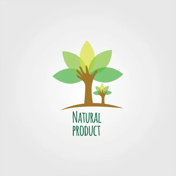 Naturalny produkt ikona dwóch dłoni liść. — Wektor stockowy