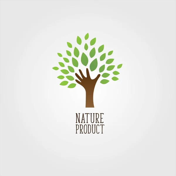 Natural Product Icon Hand Tree — Stock Vector