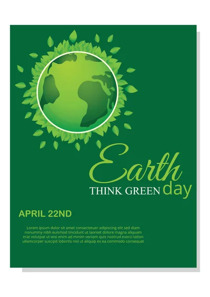 Erde denkt an grünen Tag — Stockvektor