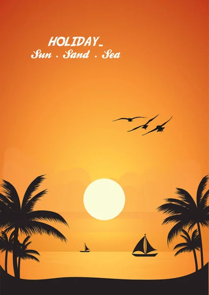 Vacances Soleil Mer de sable — Image vectorielle