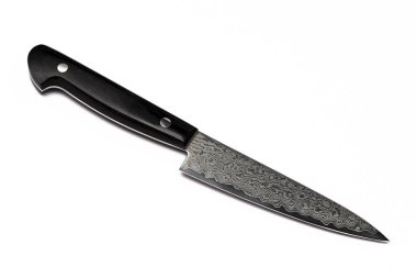 Beyaz arka plan üzerinde izole Şam çelik (Folded Çelik) Japon Şef bıçak