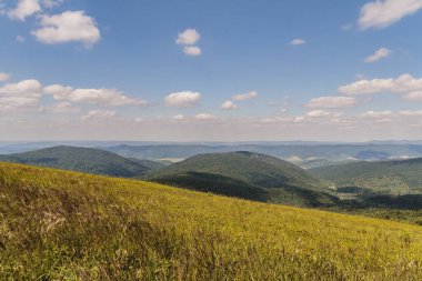 Mieczysaw Orlowicz Geçidi 'nden Polonya' daki Bieszczady Dağları 'ndaki Smerek Tepesine giden yol.