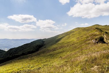 Mieczysaw Orlowicz Geçidi 'nden Polonya' daki Bieszczady Dağları 'ndaki Smerek Tepesine giden yol.