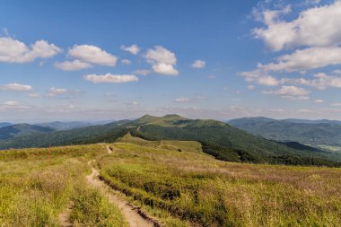 Mieczysaw Orlowicz Geçidi 'nden Polonya' daki Bieszczady Dağları 'ndaki Smerek Tepesine giden yol.