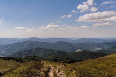 Mieczysaw Orowicz Geçidi 'nden Polonya' daki Bieszczady Dağları 'ndaki Smerek Tepesine giden yol.
