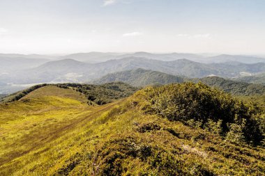 Mieczysaw Orowicz Geçidi 'nden Polonya' daki Bieszczady Dağları 'ndaki Smerek Tepesine giden yol.