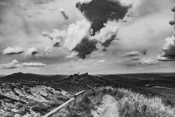 Strada Wideki Attraverso Bukowe Berdo Tarnica Woosate Nelle Montagne Bieszczady — Foto Stock