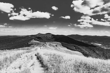 Mieczysaw Orlowicz Geçidi 'nden Polonya' daki Bieszczady Dağları 'ndaki Smerek Tepesine giden yol.