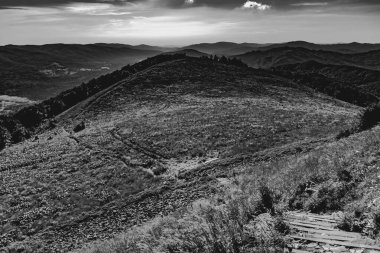 Mieczysaw Orowicz Geçidi 'nden Polonya' daki Bieszczady Dağları 'ndaki Smerek Tepesine giden yol.