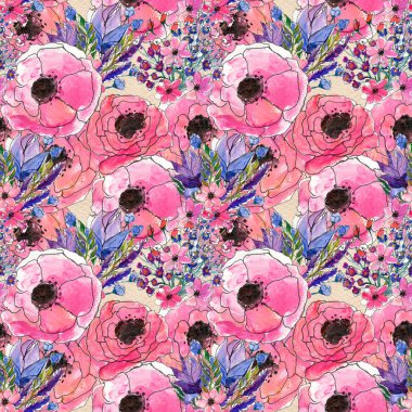 Renkli çiçeklerle kusursuz desen