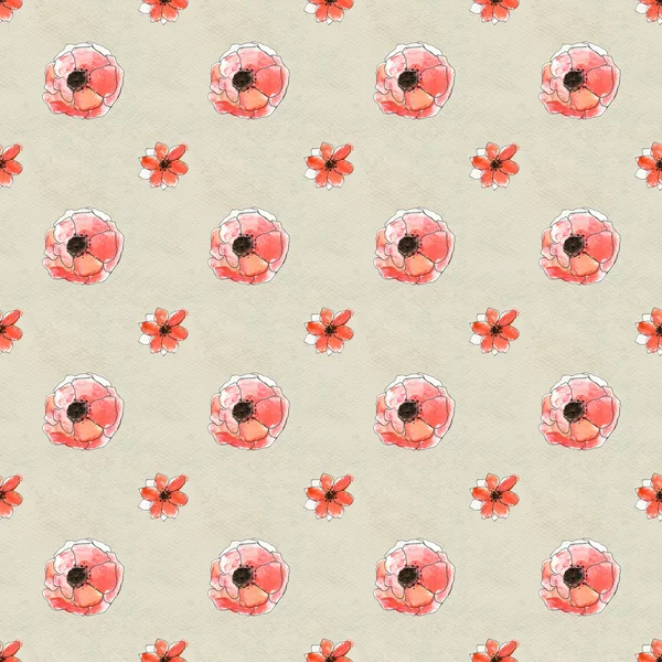 Problemfri mønster med røde valmue blomster - Stock-foto