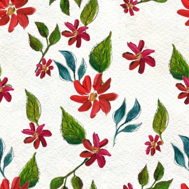 Kırmızı çiçekli kusursuz desen