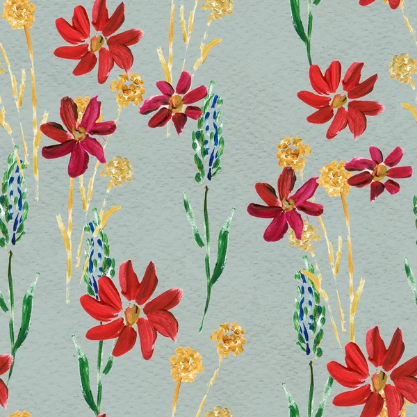 Seamless pattern with red flowers — Stock Photo, Image