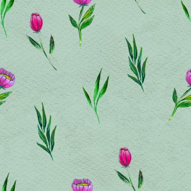 Pembe çiçekli kusursuz desen