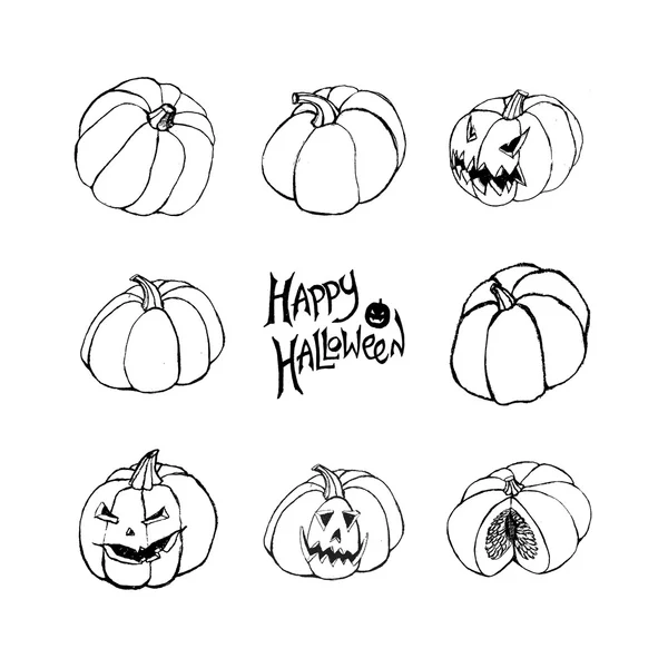 Ensemble Halloween avec citrouilles — Image vectorielle