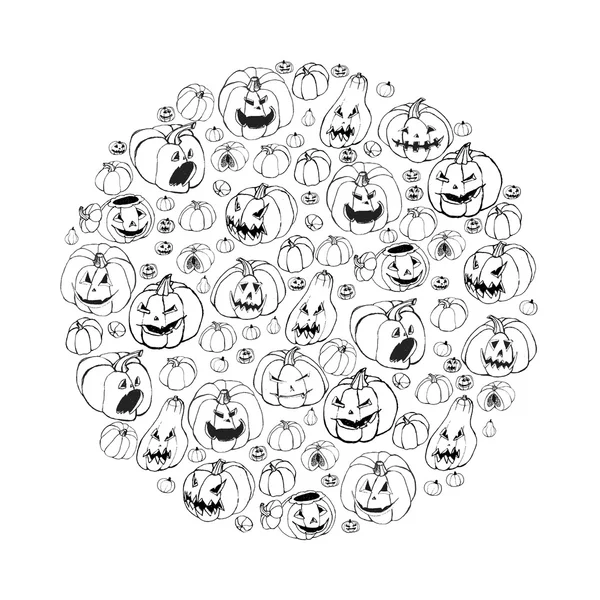 Halloween illustration with pumpkins — Stock Vector