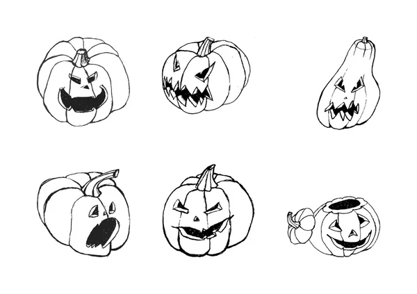 Ensemble Halloween avec citrouilles — Image vectorielle