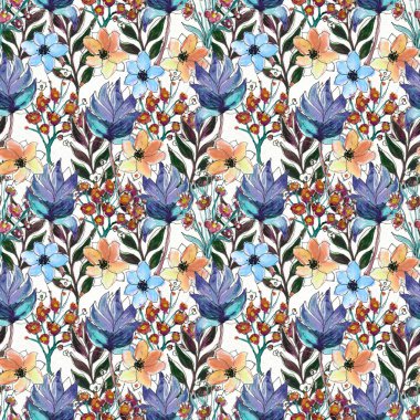 Renkli çiçeklerle kusursuz desen