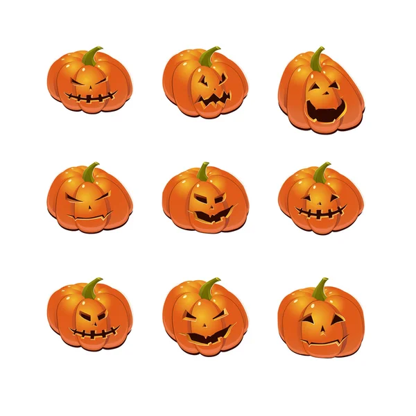 Set Halloween con zucche — Vettoriale Stock