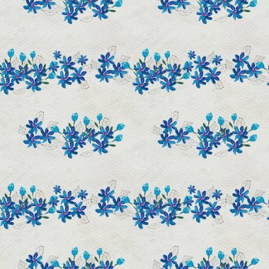 Mavi çiçekli kusursuz desen