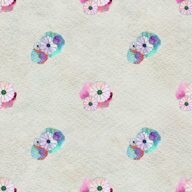 Aster ve papatya çiçekler ile sorunsuz çiçek desenli