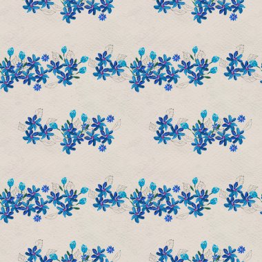 Mavi çiçekli kusursuz desen