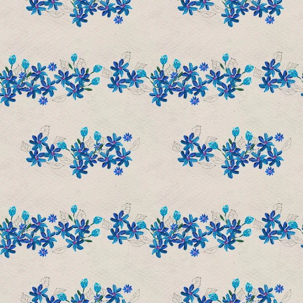 Бесшовный узор с голубыми цветами — стоковое фото