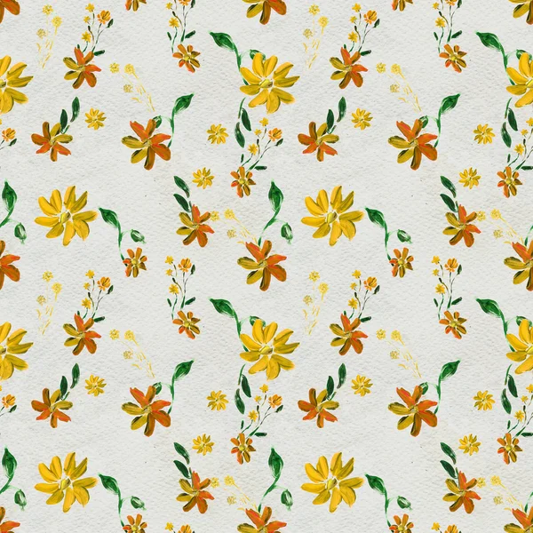 Seamless pattern with yellow flowers — Stock Photo, Image