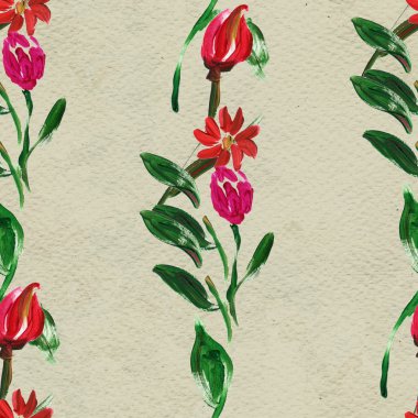 Kırmızı çiçekli kusursuz desen