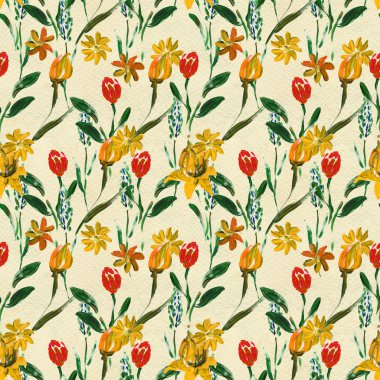 Sarı çiçekli pürüzsüz desen