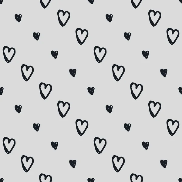 Doodle patrón sin costuras con corazones — Vector de stock