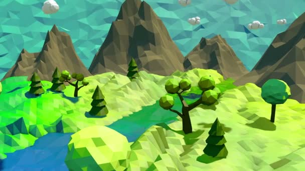 3D low poly krajobraz. — Wideo stockowe