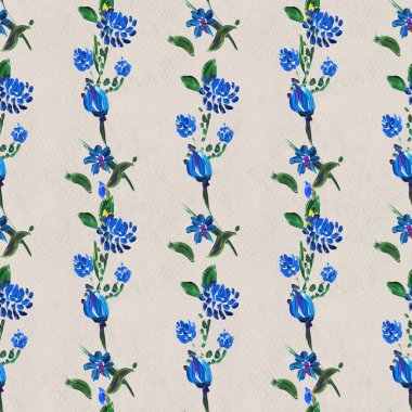 Mavi çiçekli kusursuz desen