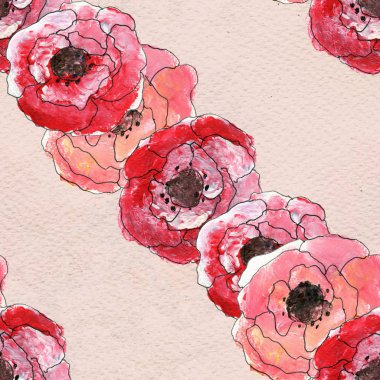 Kırmızı çiçekli kusursuz desen