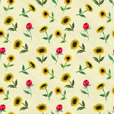 Çiçekler ve yapraklarla kusursuz desen