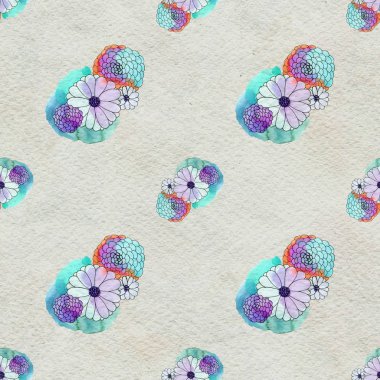 Aster ve papatya çiçekler ile sorunsuz çiçek desenli