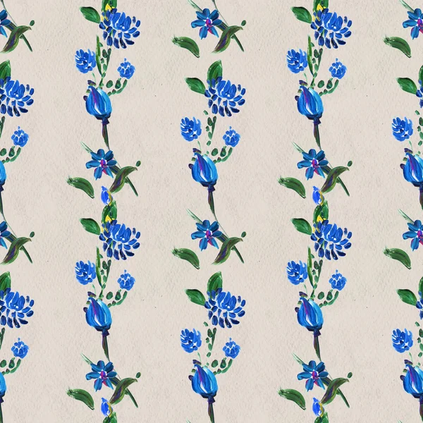 Bezešvé vzor s modrými květy — Stock fotografie