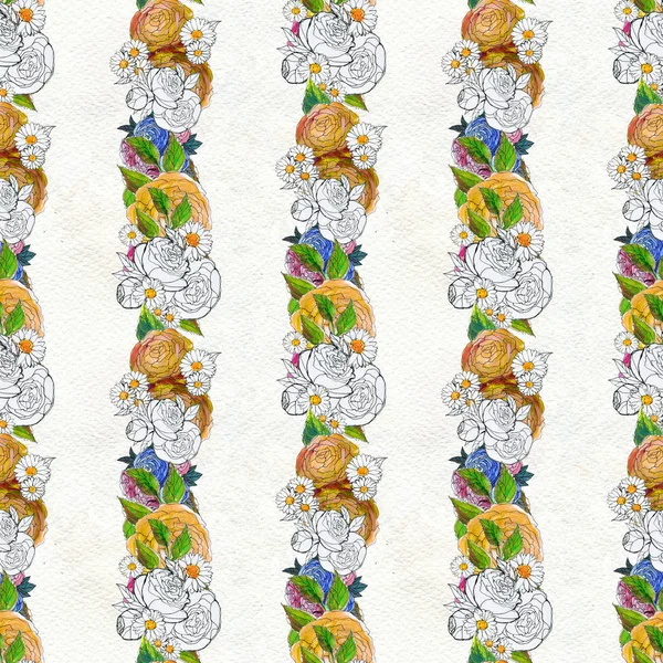 Seamless pattern with colorful flowers — Stock Photo, Image