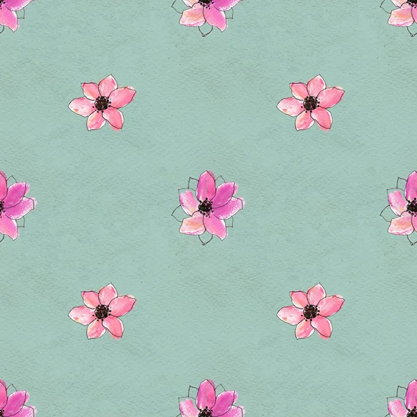 粉红花朵无缝图案 — 图库照片