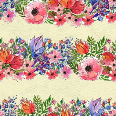 Renkli çiçeklerle kusursuz desen