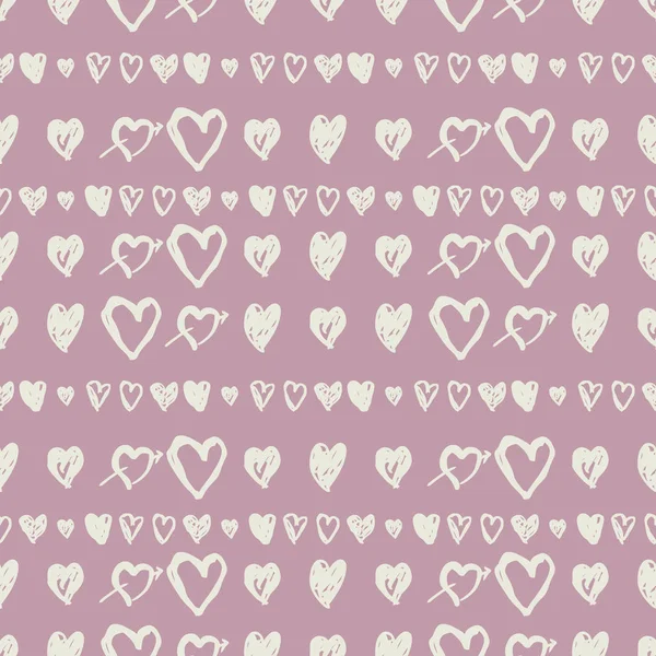 Doodle seamless mönster med hjärtan — Stock vektor