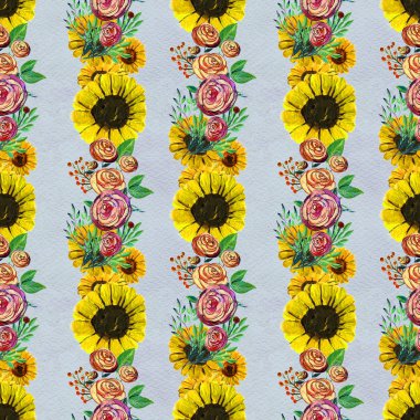 Ayçiçeği ve gül ile Seamless Modeli