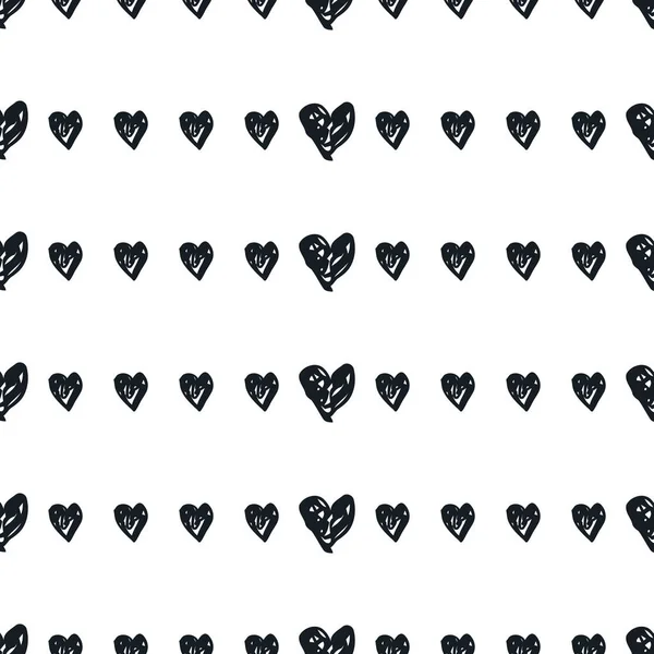Doodle motif sans couture avec des coeurs — Image vectorielle