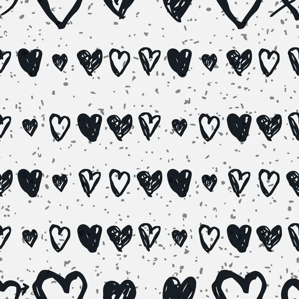 Doodle patrón sin costuras con corazones — Archivo Imágenes Vectoriales