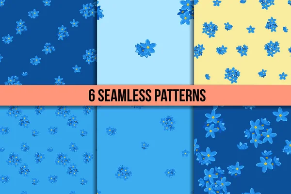 Seamless forget-me-not pattern set — Stock Vector