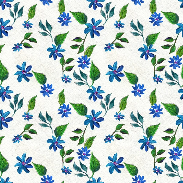 Seamless pattern with blue flowers — Stock Photo, Image