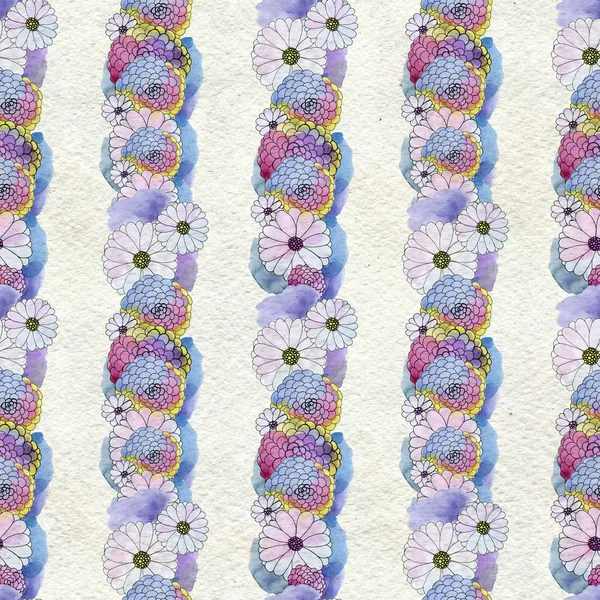 Nahtloses Blumenmuster mit Astern und Gänseblümchen — Stockfoto
