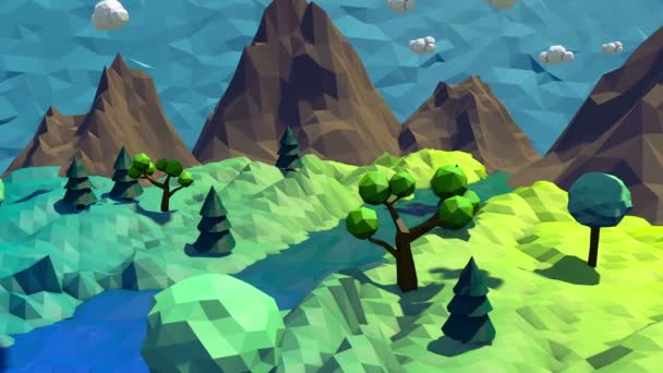 3d bajo polivinílico paisaje . — Vídeo de stock